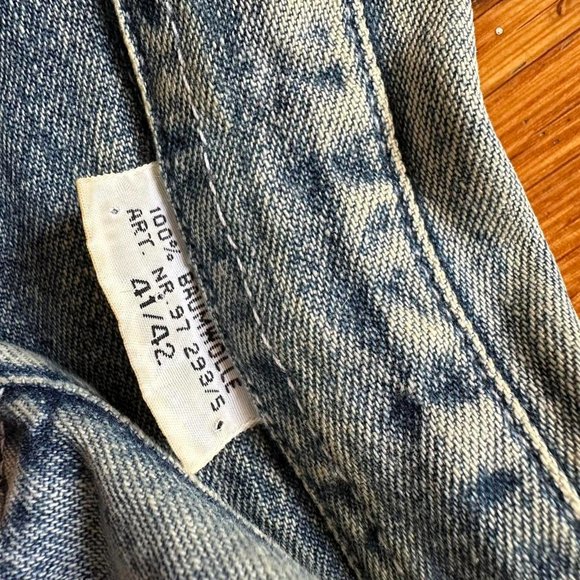 Rare Vintage 90s K-Line Sportswear Men's Blue Acid Wash Denim Jean Shirt Jacket - Picture 4 of 6